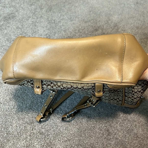 Coach Signature Jacquard Tan Leather Canvas “C” Monogram Tote Bag M0749-F11526 - Picture 9 of 10